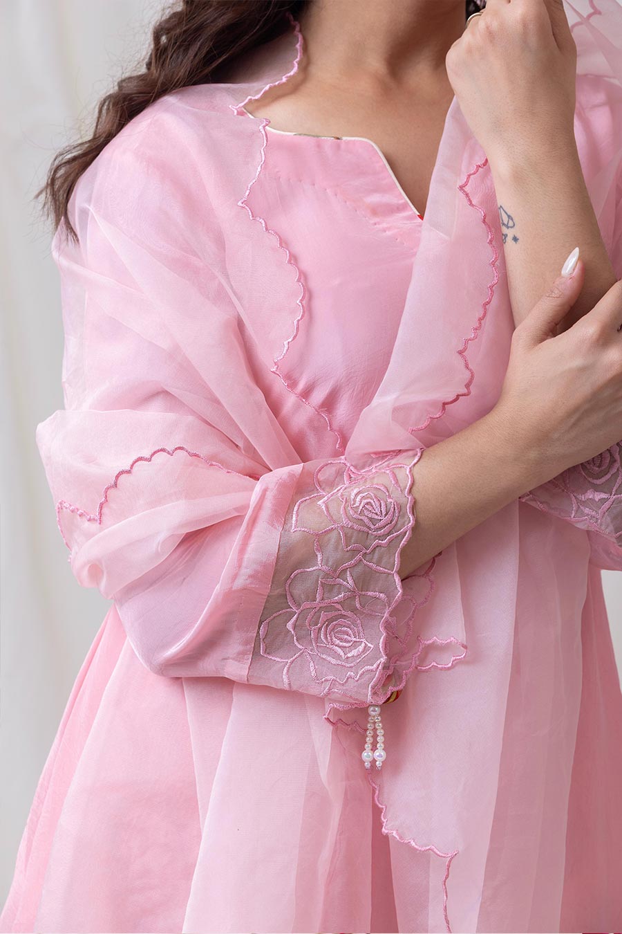 Padma Light Pink Embellished Kurta Set