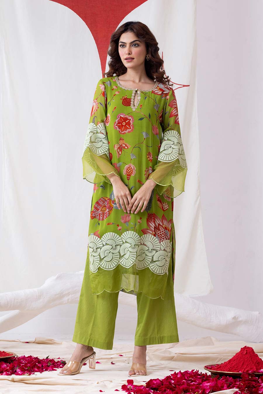 Neer Green Embroidered Kurta Set