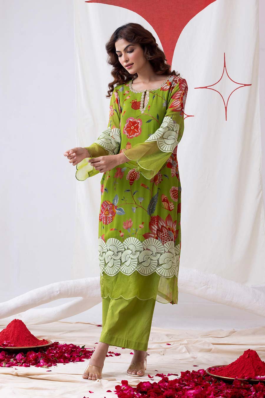 Neer Green Embroidered Kurta Set