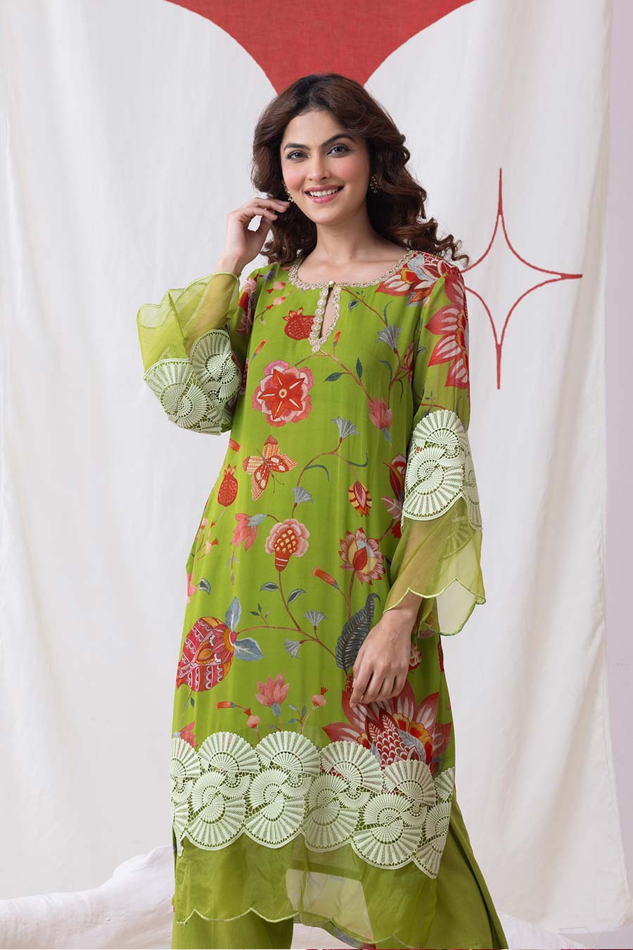 Neer Green Embroidered Kurta Set