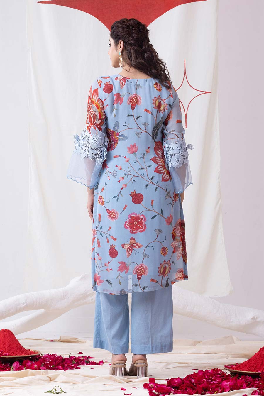 Neelkamal Powder Blue Embroidered Kurta Set