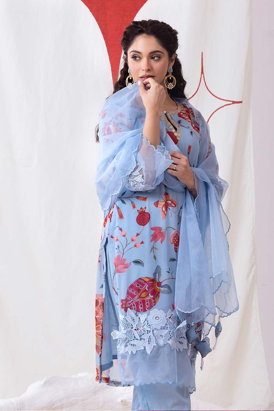 Neelkamal Powder Blue Embroidered Kurta Set