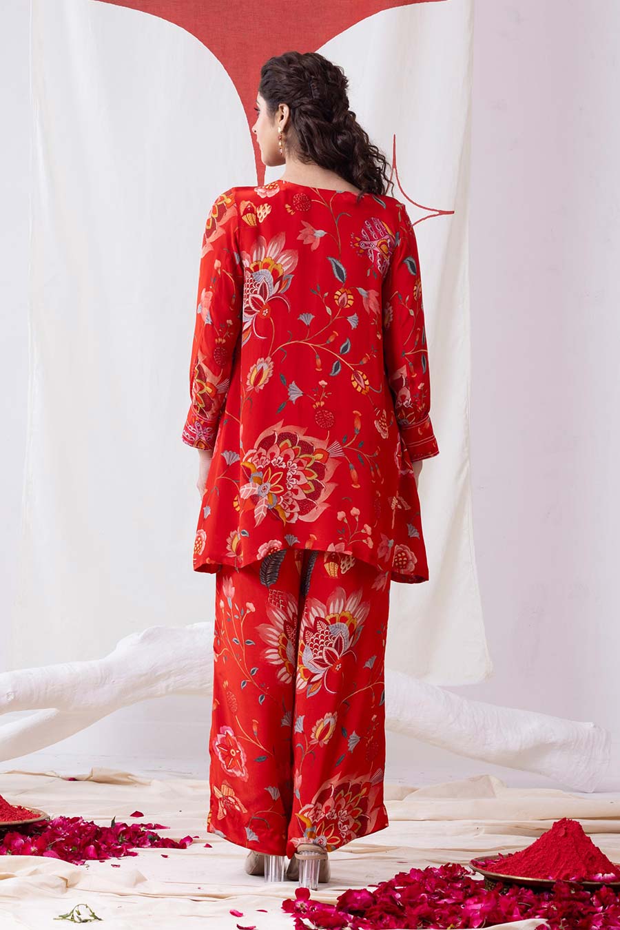Nayab Red Printed Co-Ord Set