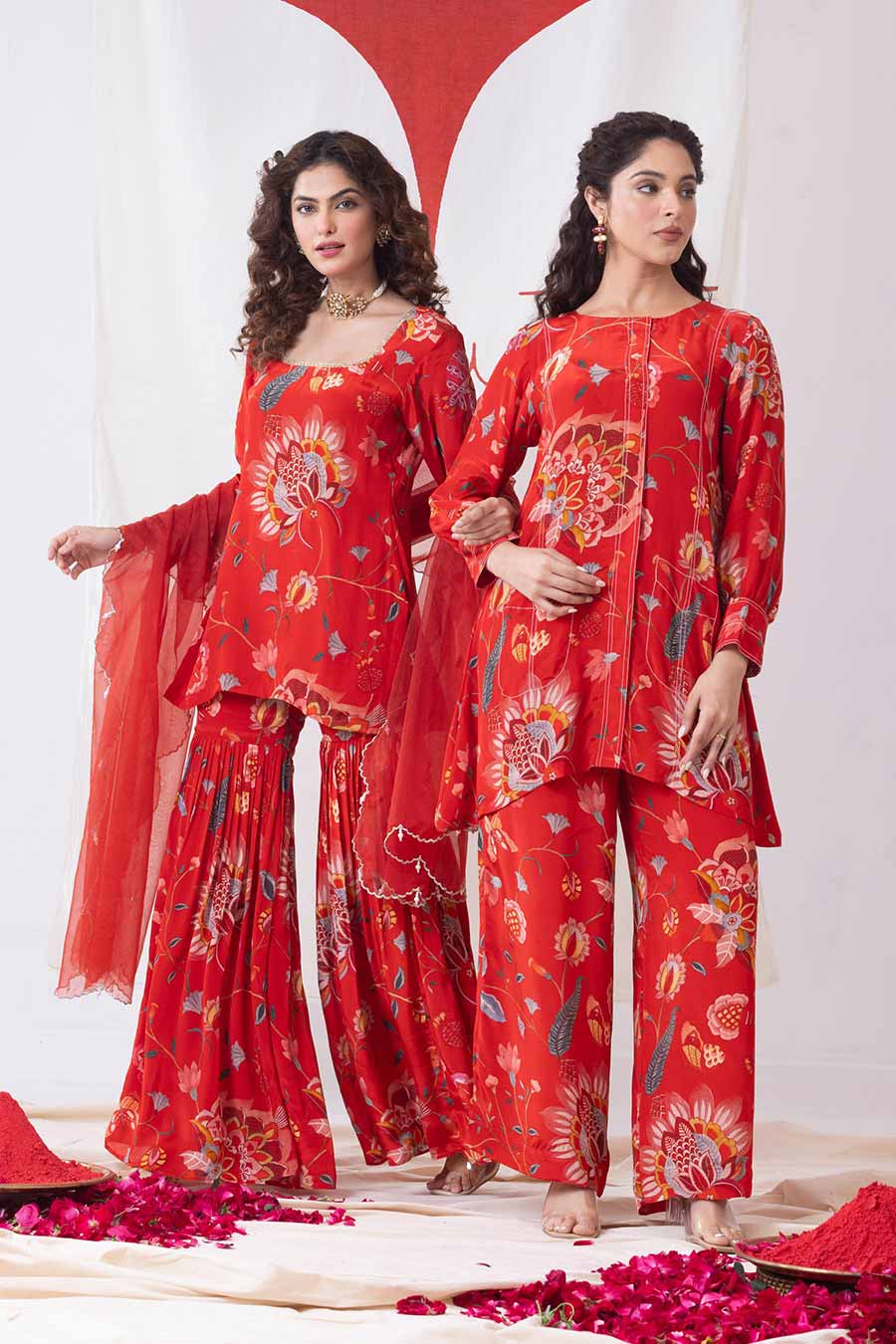 Nayab Red Printed Co-Ord Set