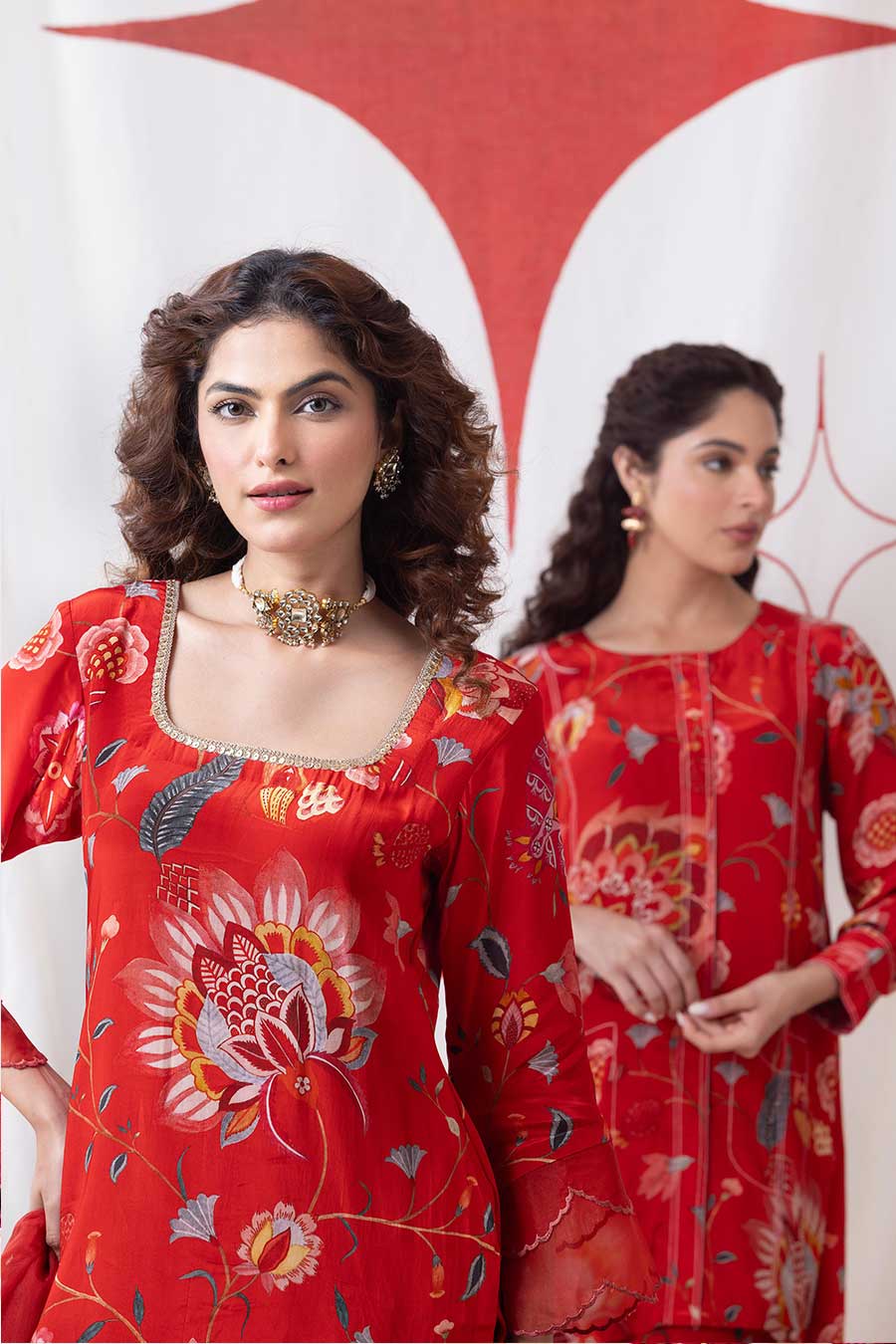 Ishq Red Printed Embellished Sharara Set