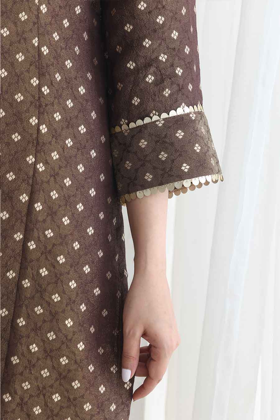 Saira Brown Banarsi Tissue Kurta Set