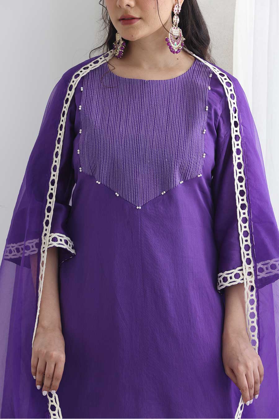 Taal Purple Chanderi Embellished Kurta Set