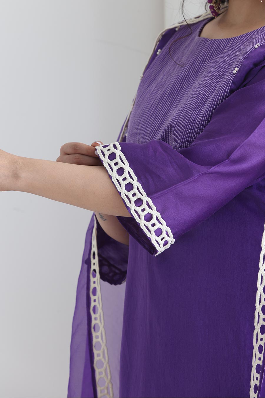 Taal Purple Chanderi Embellished Kurta Set
