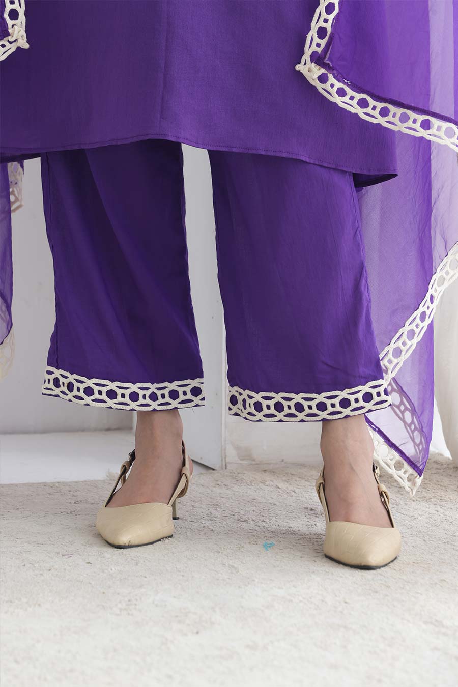 Taal Purple Chanderi Embellished Kurta Set