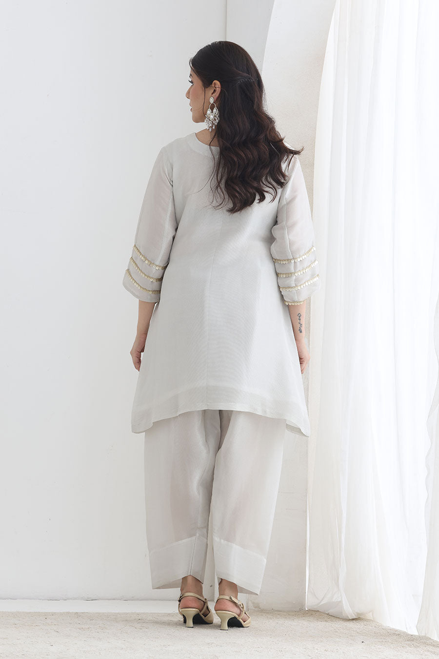 Mehreen White Tissue Embellished Kurta Set