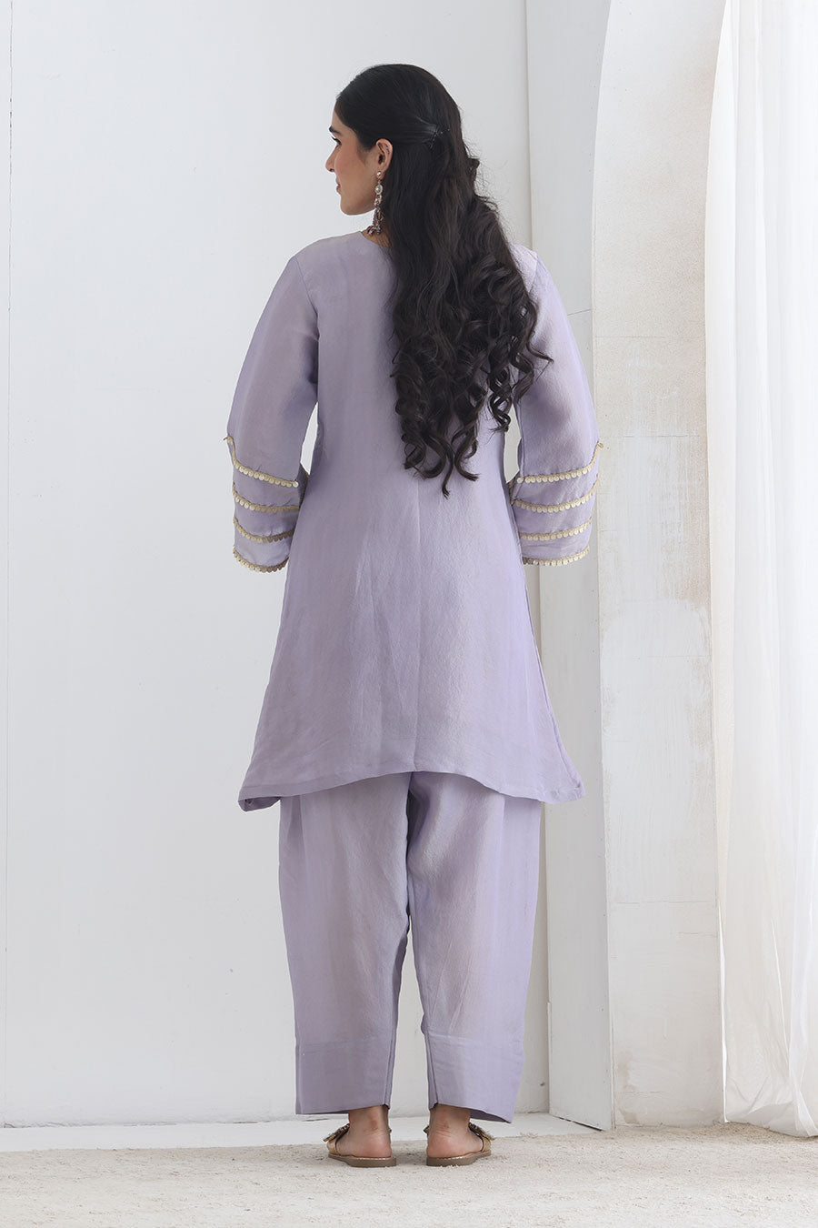 Rosheen Lavender Tissue Embellished Kurta Set