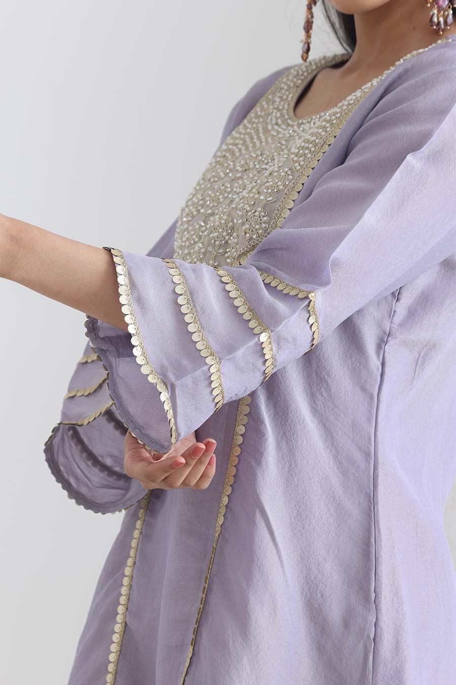 Rosheen Lavender Tissue Embellished Kurta Set