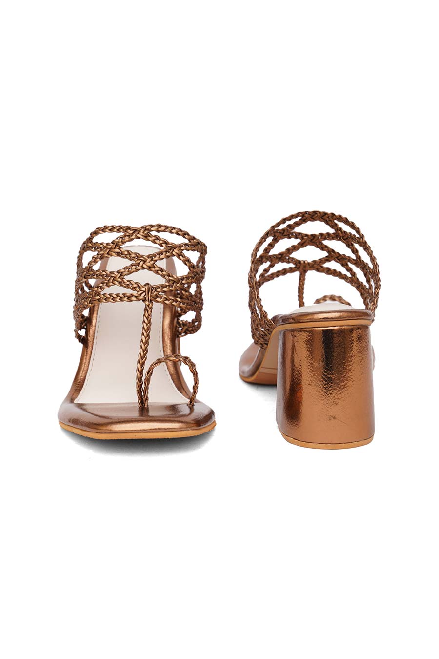 Antique Metallic Gold Braided Kolhapuri Heels
