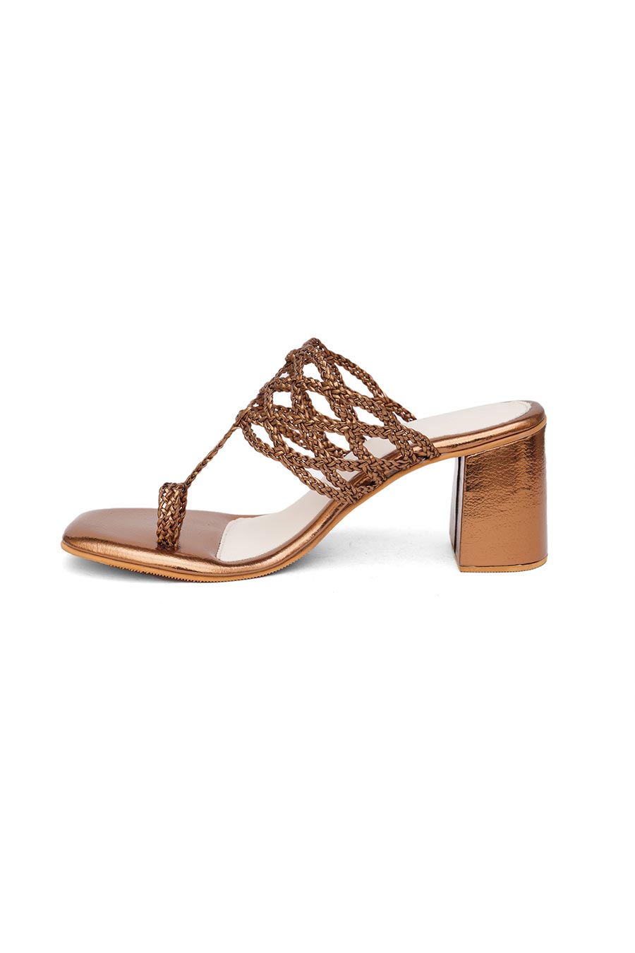 Antique Metallic Gold Braided Kolhapuri Heels