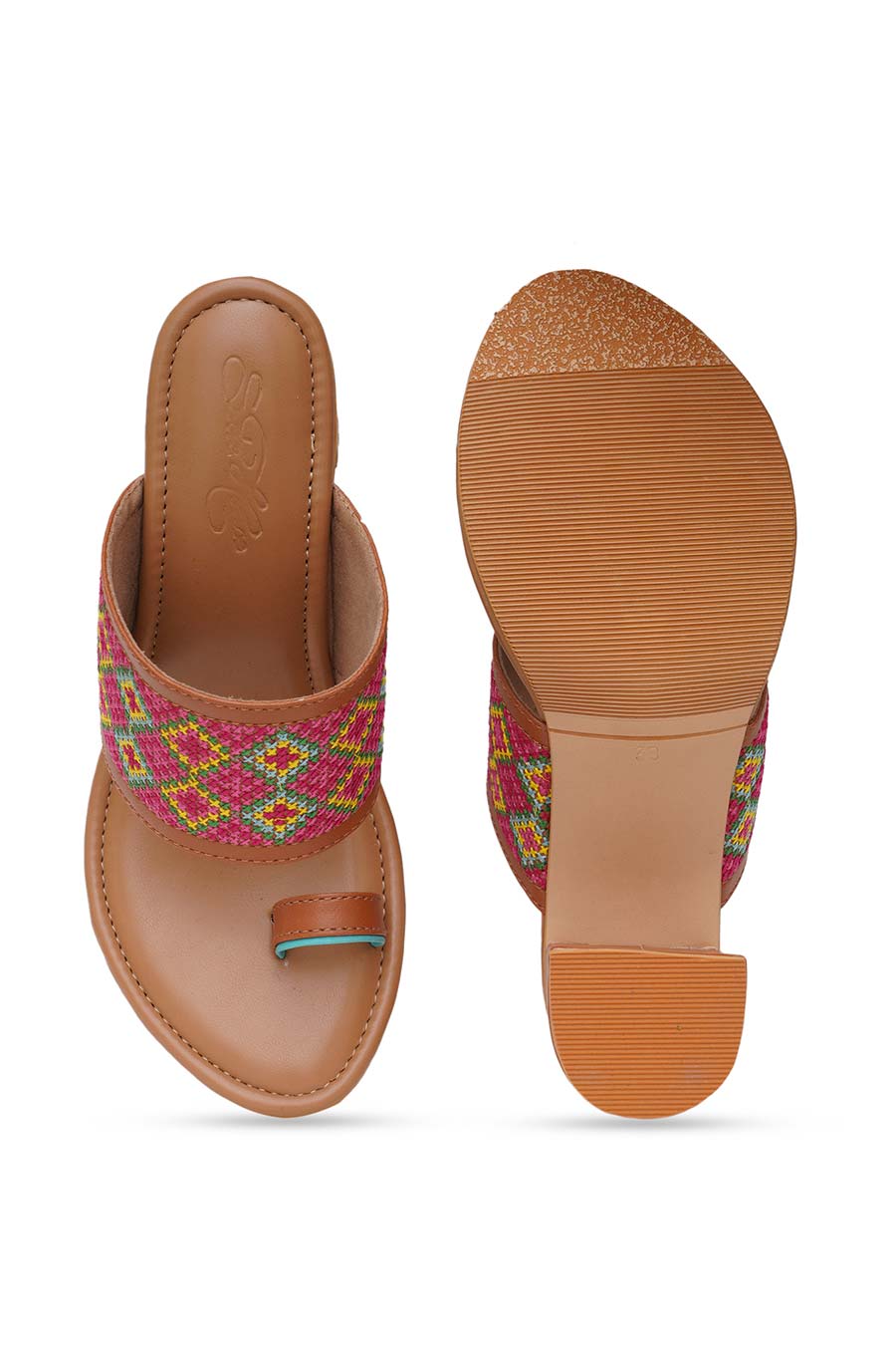 Tan Tahiti Pearl Embroidered Heels