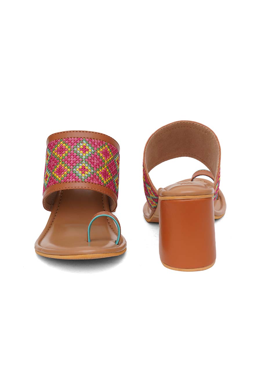 Tan Tahiti Pearl Embroidered Heels