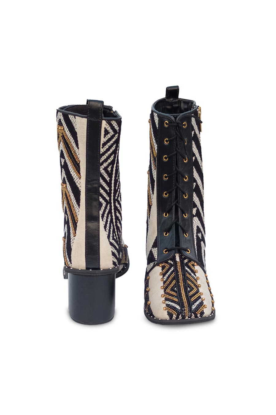 Black & White Embroidered Dakota Boots