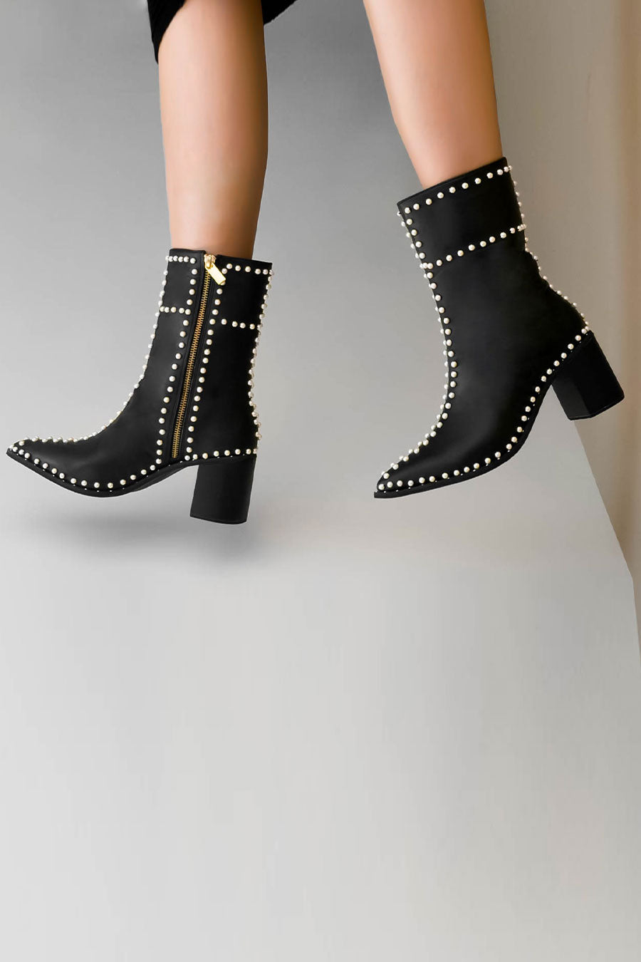 Black Pearl Embellished Boots
