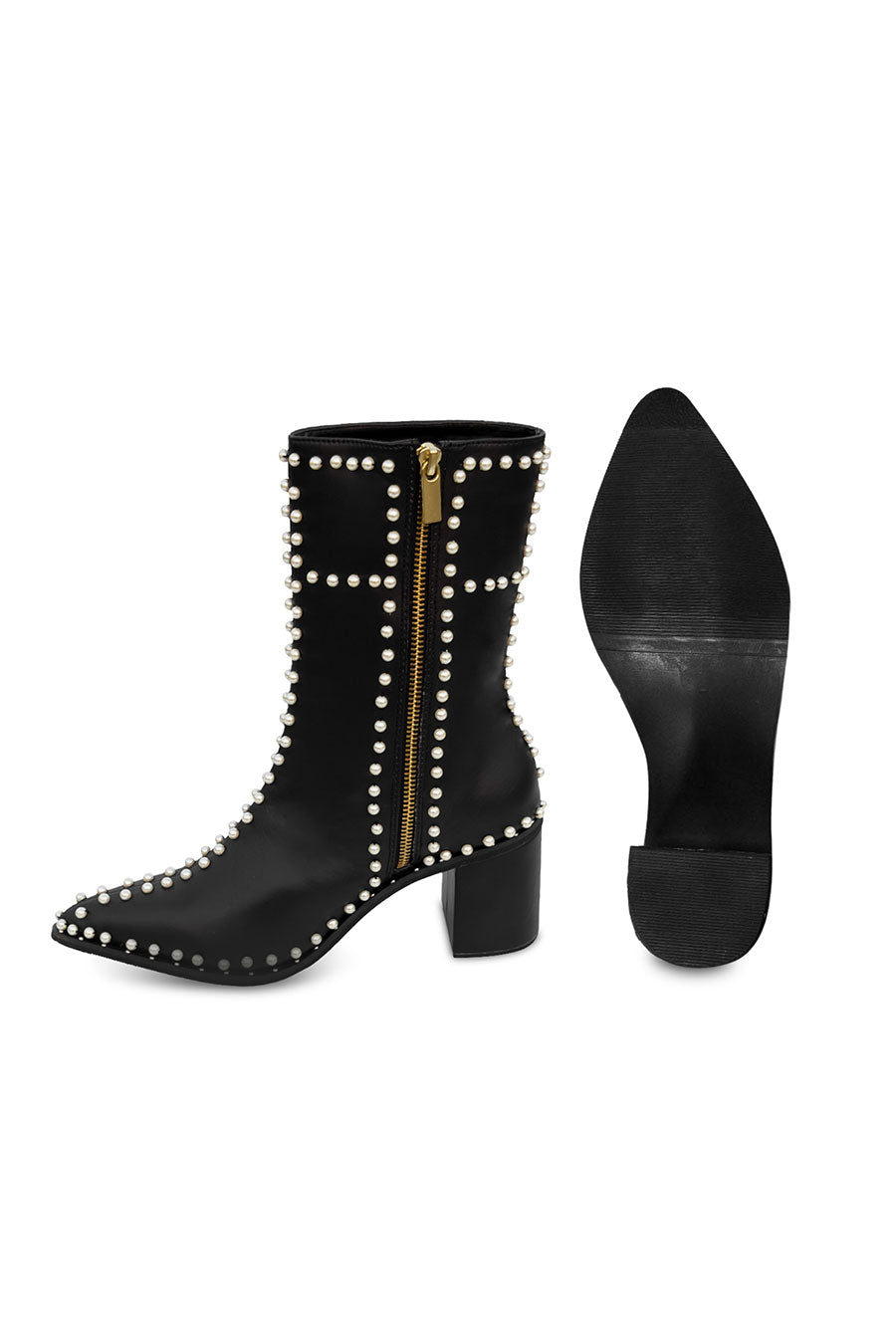 Black Pearl Embellished Boots