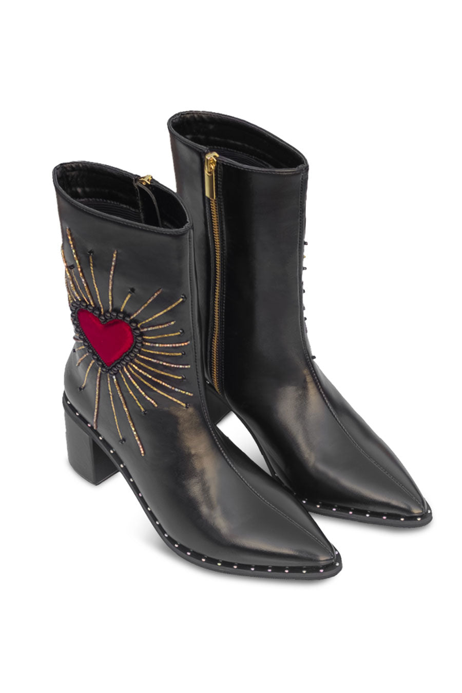 Black Embroidered Boots
