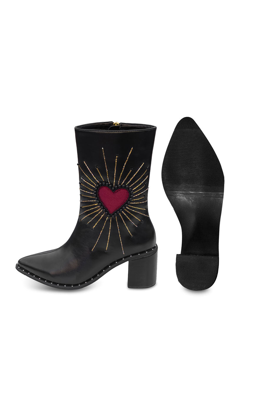 Black Embroidered Boots