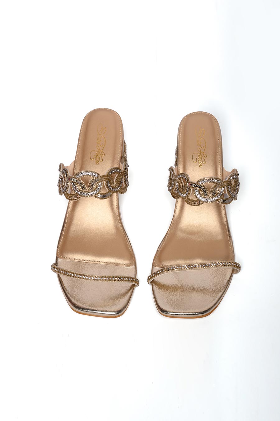 Tied in Love Embellished Gold Heels