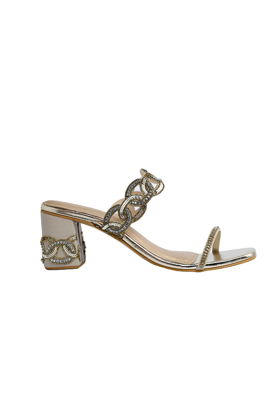 Tied in Love Embellished Gold Heels