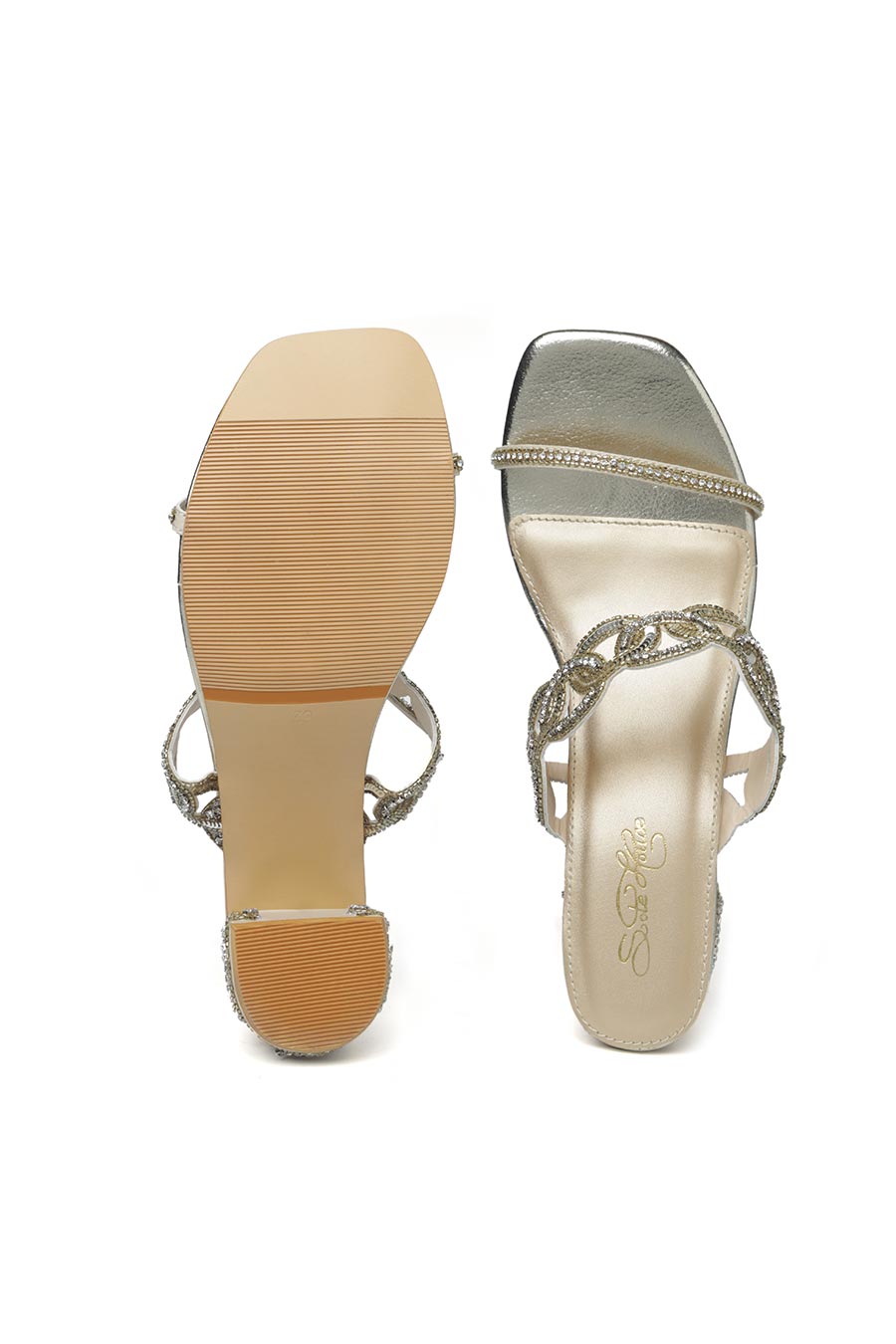 Tied in Love Embellished Gold Heels