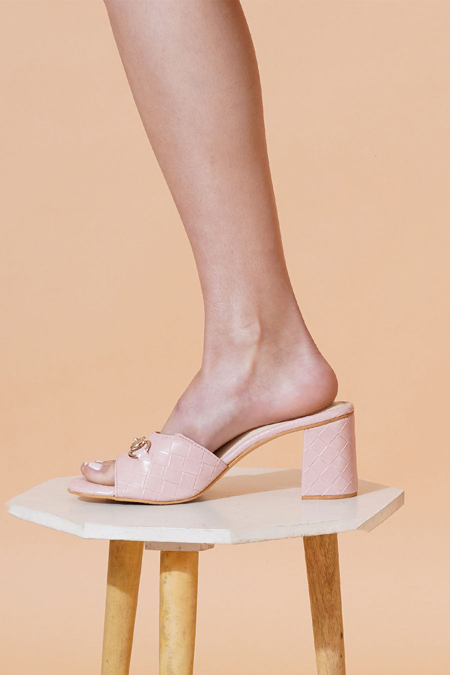 Blush Pink Bottega Block Heels