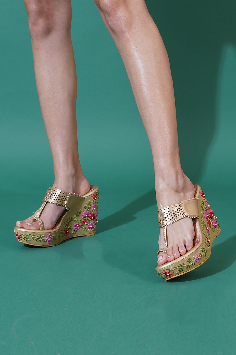 Noor Floral Embellished Wedges