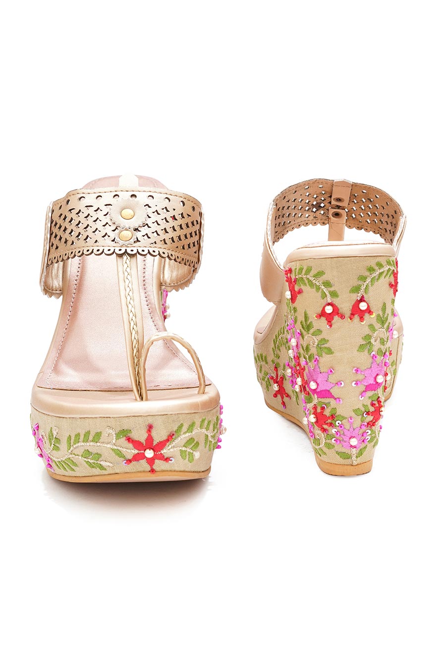 Noor Floral Embellished Wedges