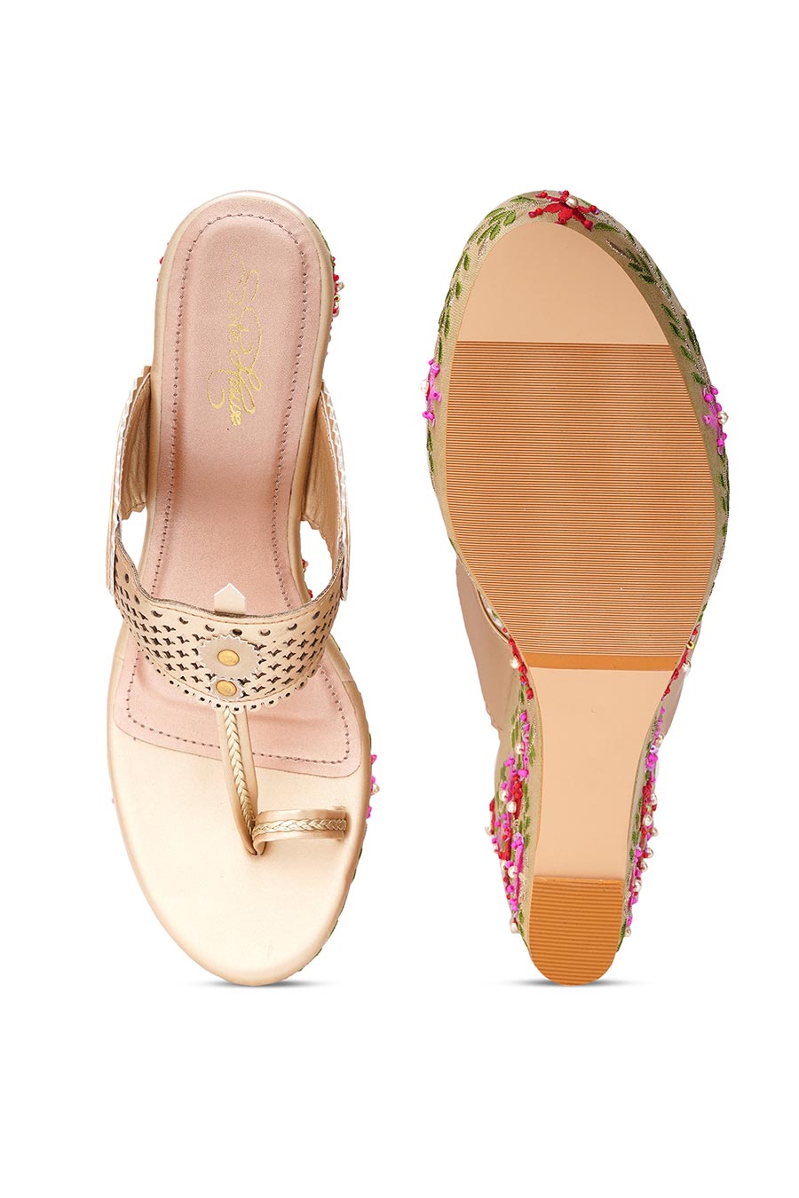 Noor Floral Embellished Wedges