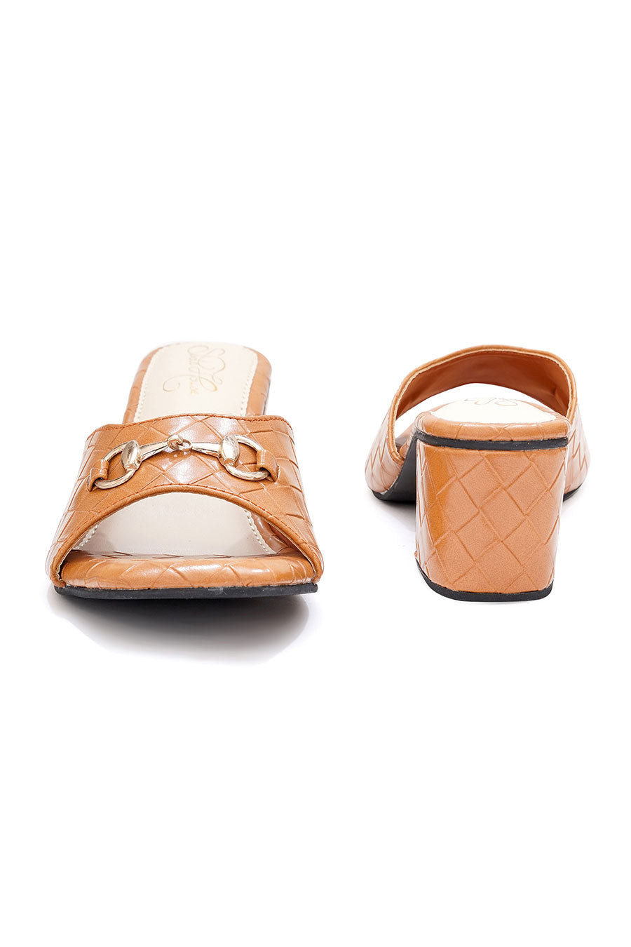 Tan Bottega Block Heel Sandals