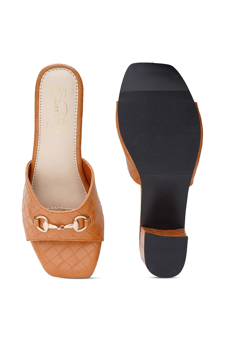 Tan Bottega Block Heel Sandals