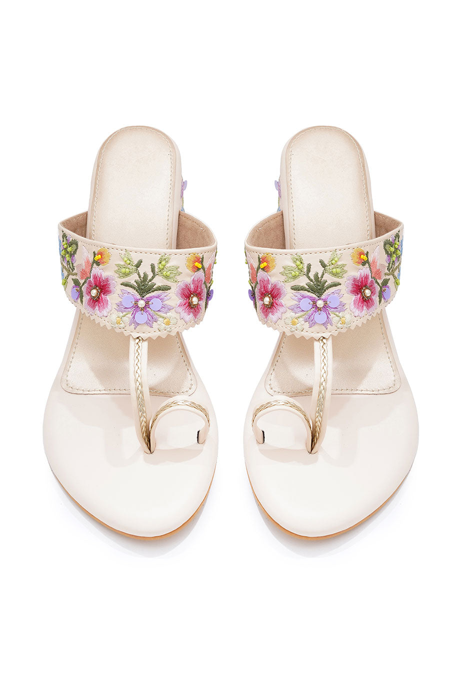 Floral Embroidered Kolhapuri Block Heels