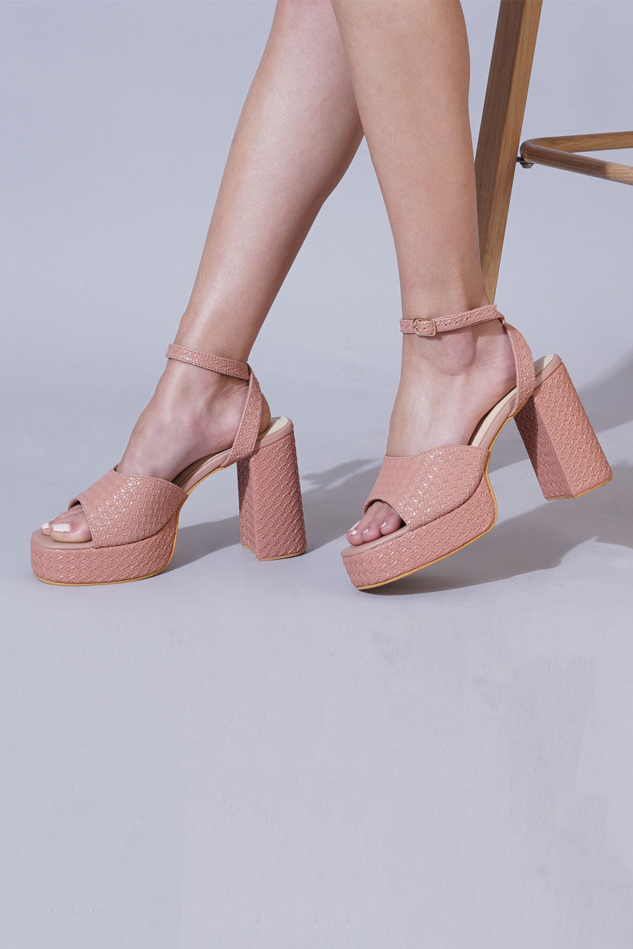 Blush Pink Platform Block Heel Sandals