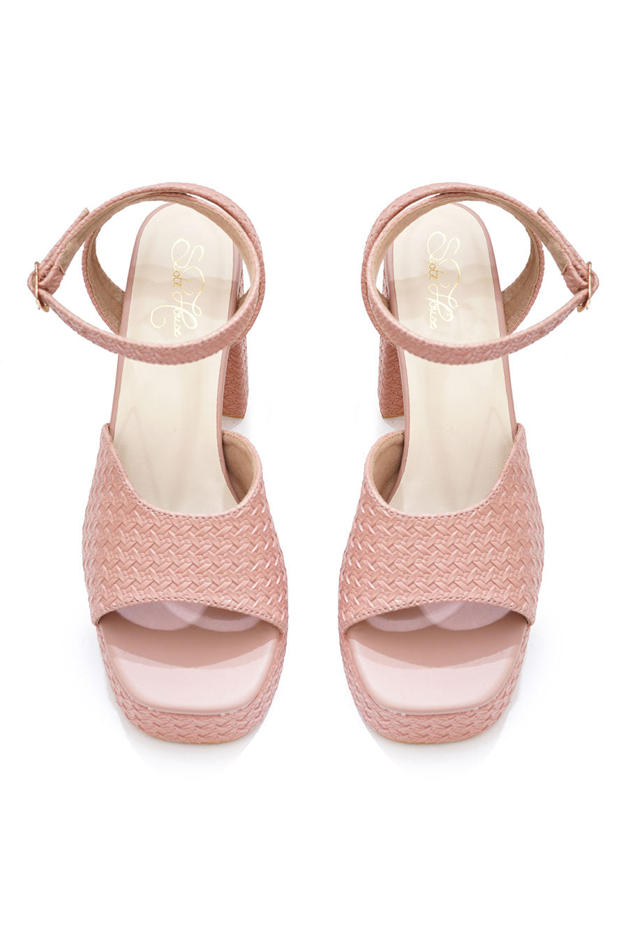 Blush Pink Platform Block Heel Sandals