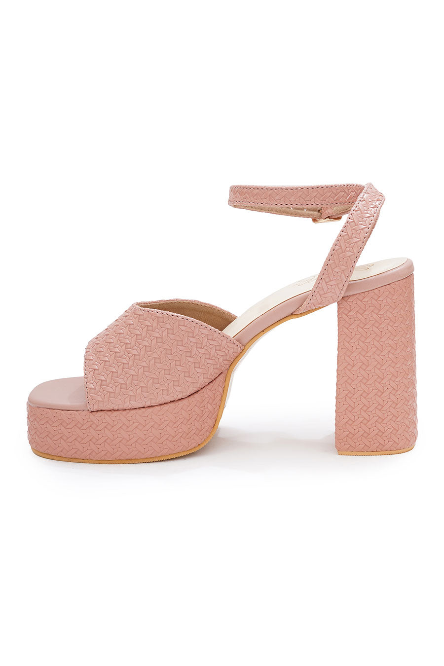 Blush Pink Platform Block Heel Sandals