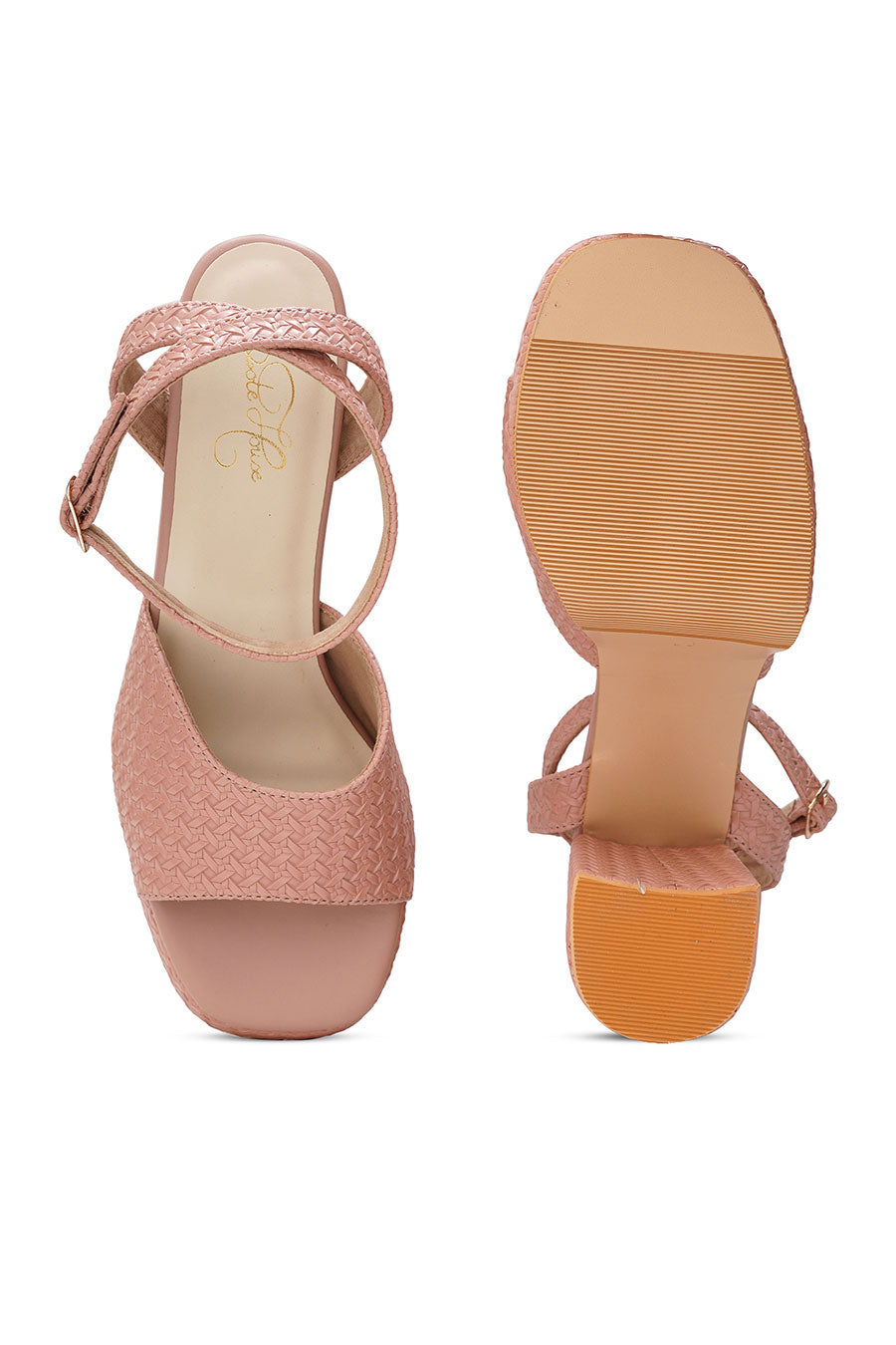 Blush Pink Platform Block Heel Sandals