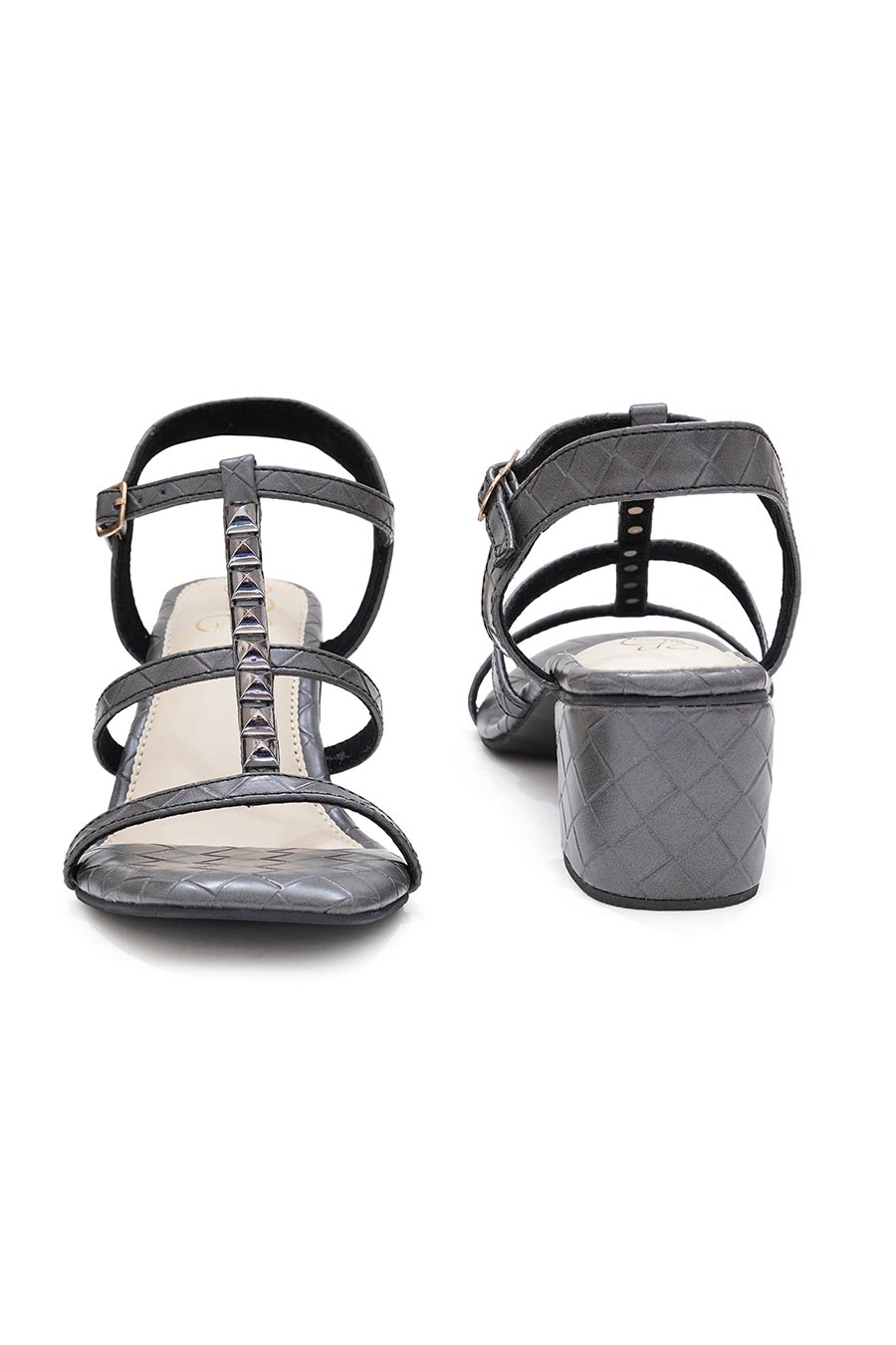 Elegant Grey Block Heel Sandals
