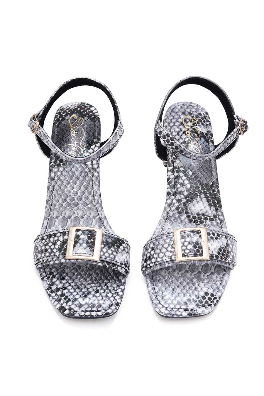 Python Print Chic Block Heels Sandals
