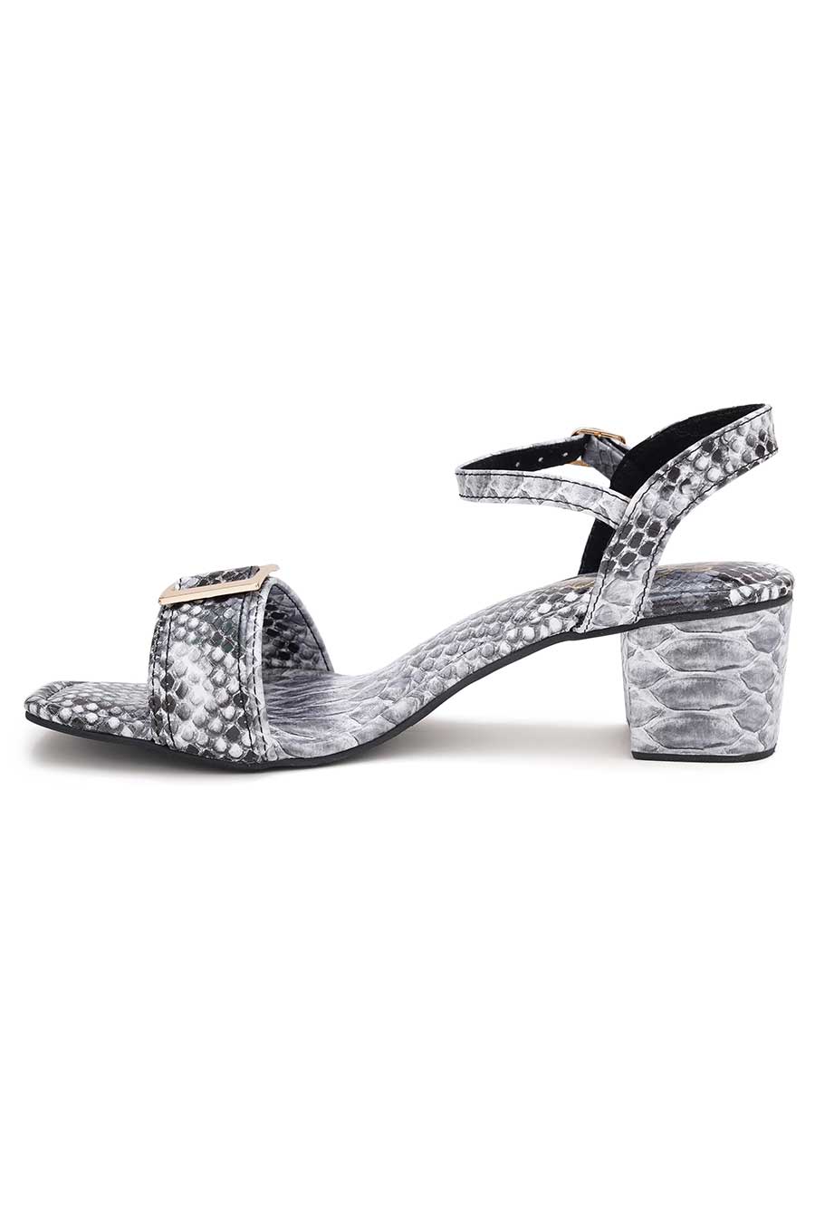 Python Print Chic Block Heels Sandals