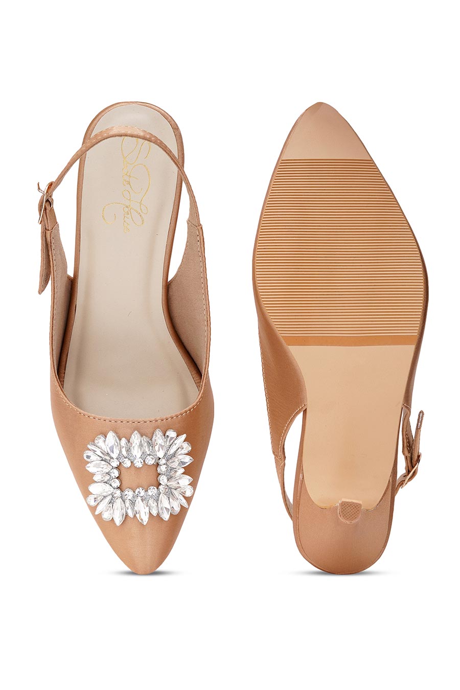 Glam Diva Silver Brooch Pencil Heel Sandals