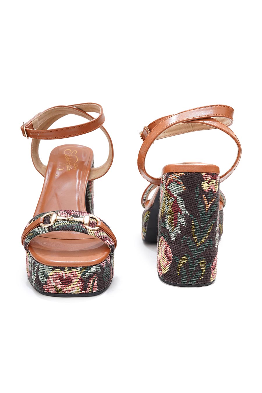 Flora Jacquard Block Heel Sandals