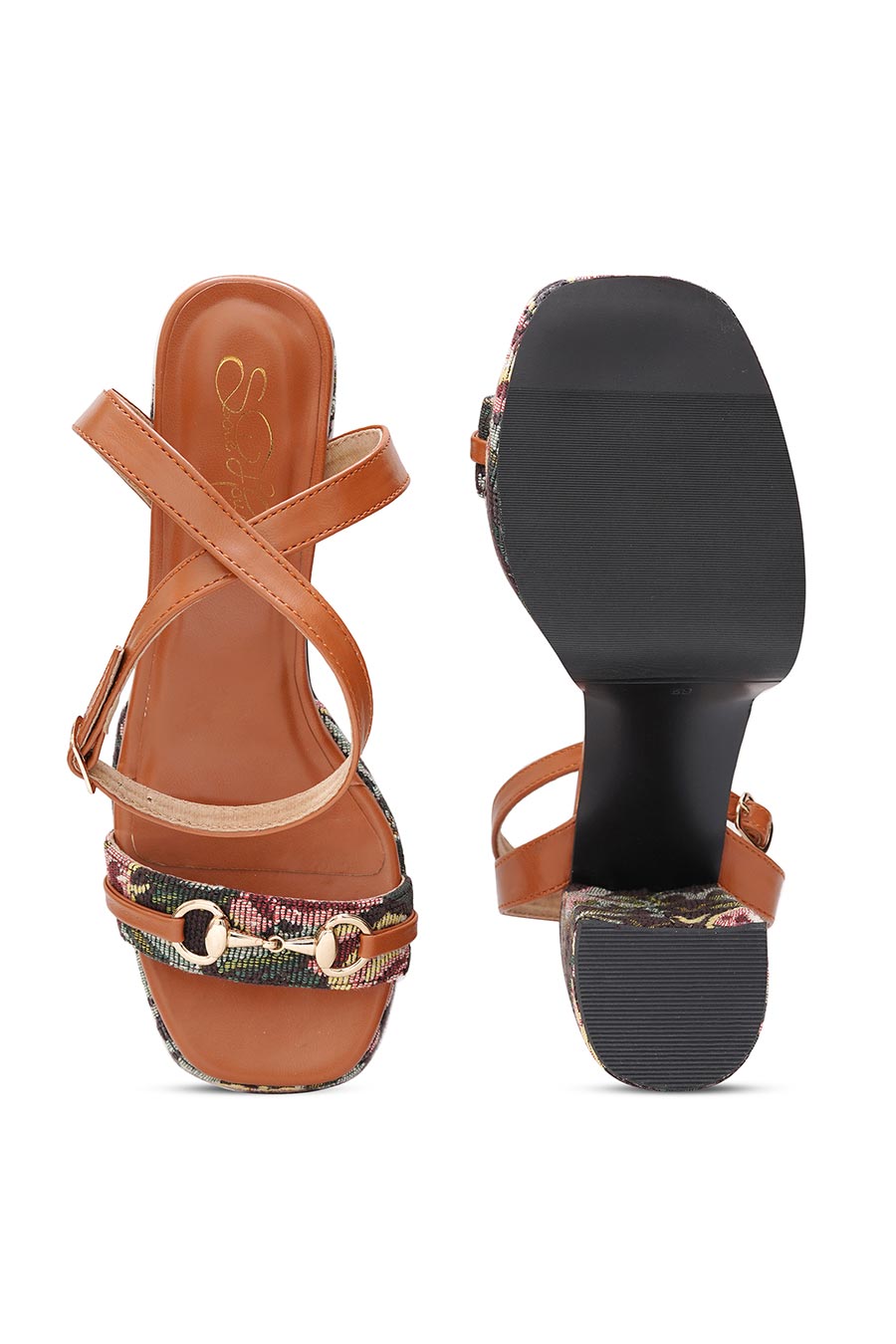 Flora Jacquard Block Heel Sandals