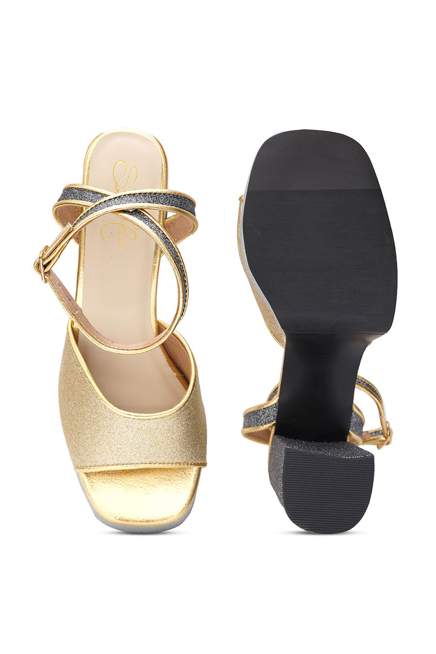 Golden Temptation Platform Heel Sandals