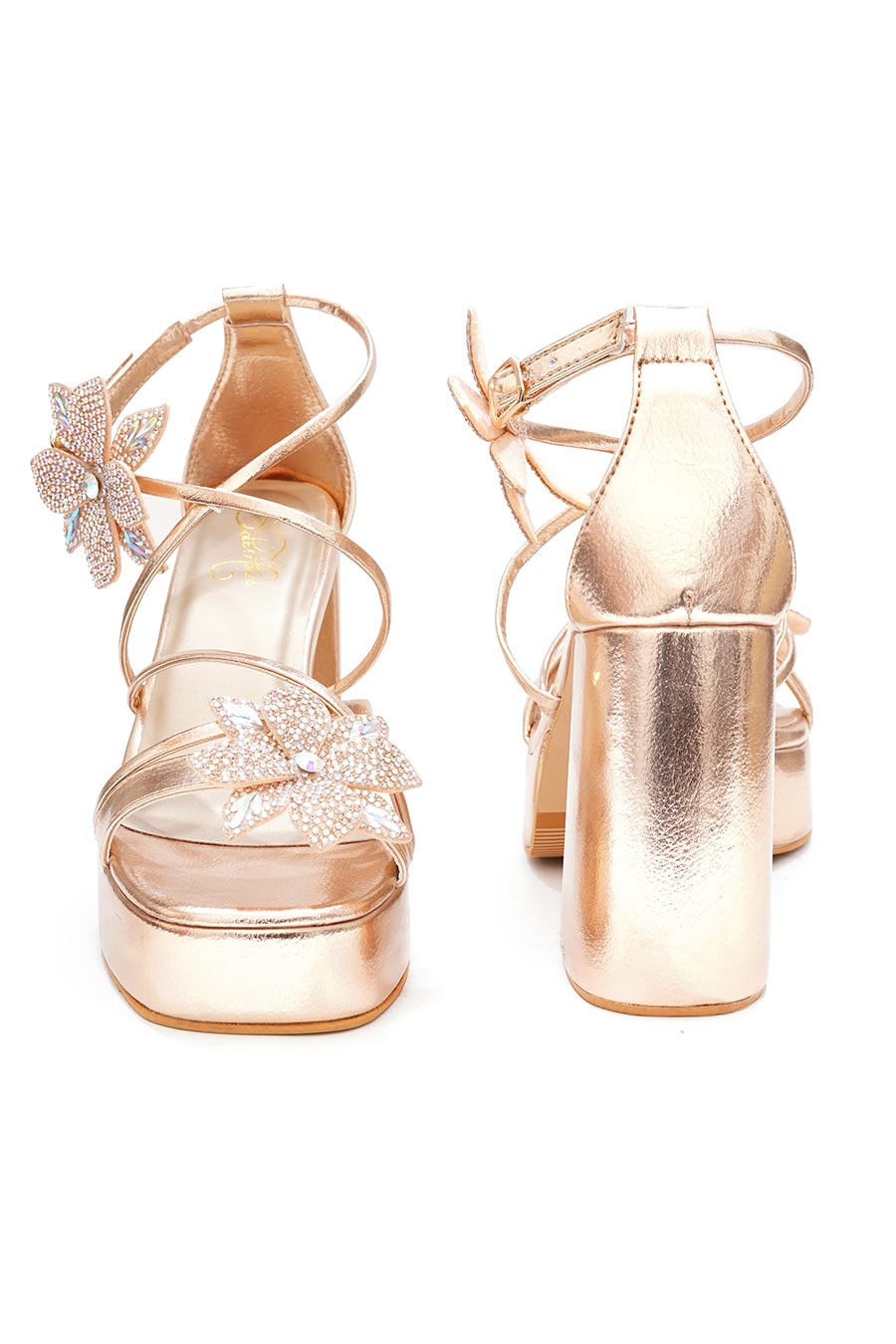 Rose Gold Enchanted Forest Block Heel Sandals