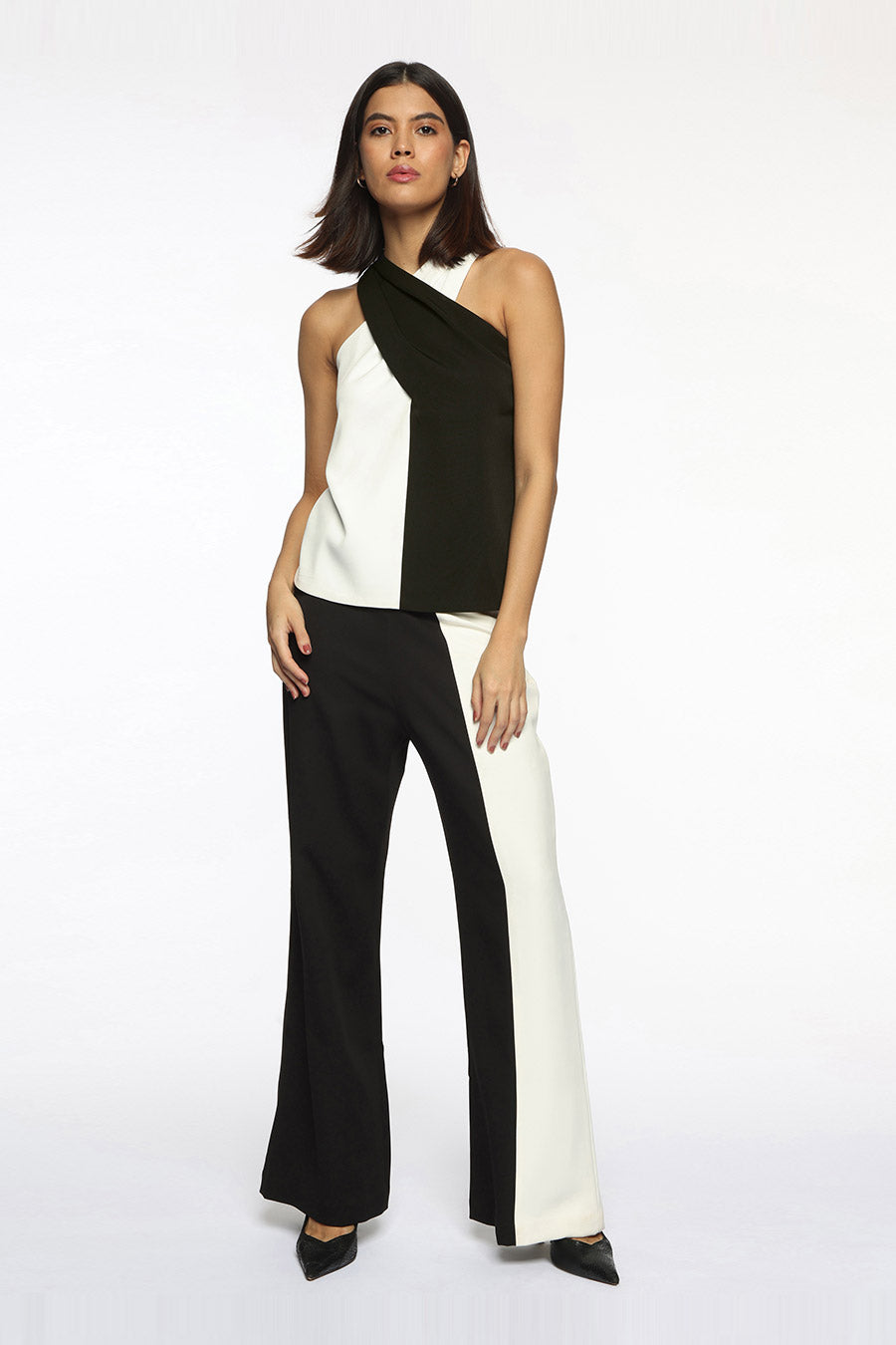 Black & White Kim Cross Neck Top