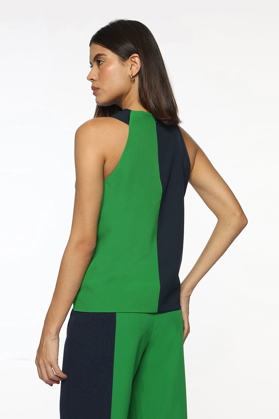 Green & Blue Kim Cross Neck Top