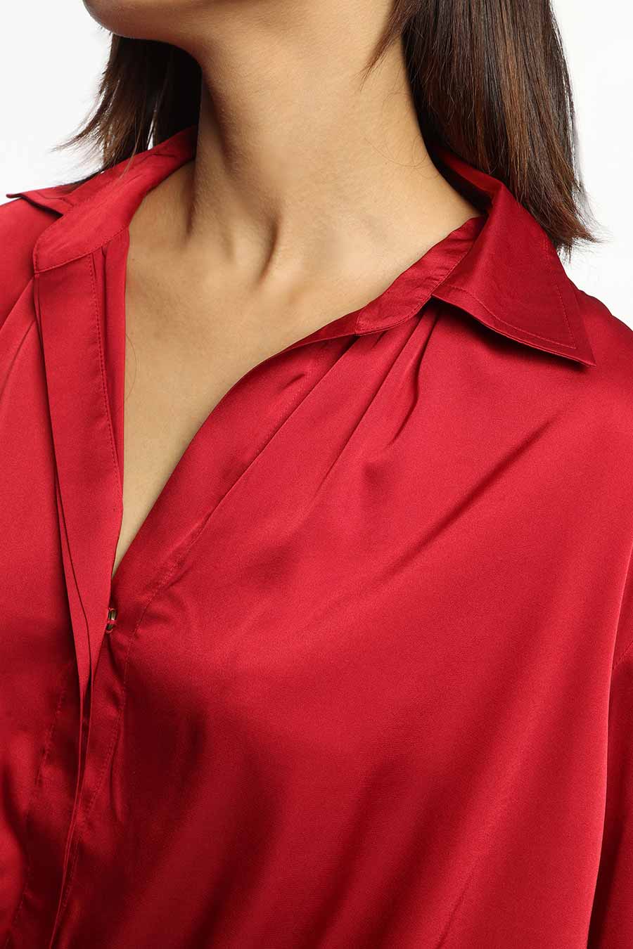 Red Rachel Side Knot Shirt Top